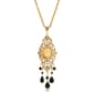 1928 Gold Tone Black Oval Cameo Locket Necklace - image 2