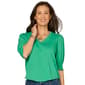 Womens Democracy Blouson Elbow Sleeve Scallop Shirt Tail Hem Top - image 1