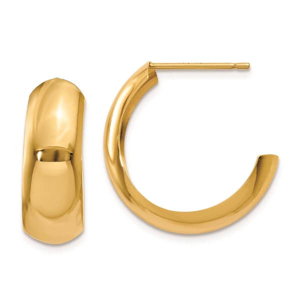 Gold Classics(tm) 14kt. Polished 6.5mm J-Hoop Earrings - image 