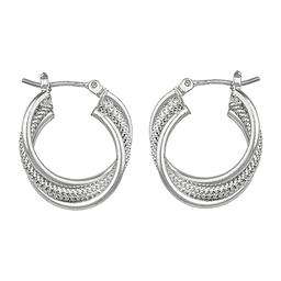Roman Silver-Tone Twisted Mesh Hoop Earrings