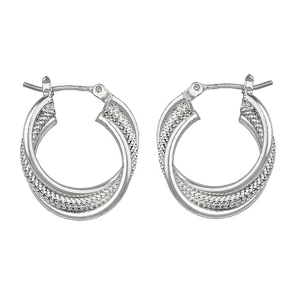 Roman Silver-Tone Twisted Mesh Hoop Earrings - image 