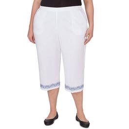 Plus Size Alfred Dunner Summer Breeze Cuff Embroidered Capris