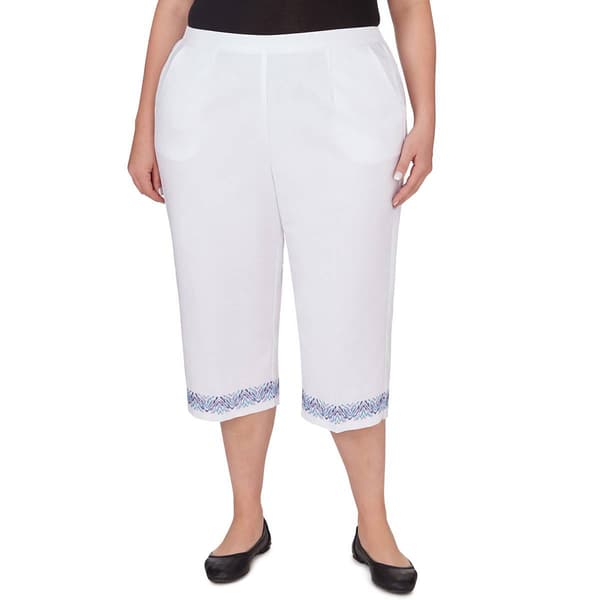 Plus Size Alfred Dunner Summer Breeze Cuff Embroidered Capris - image 