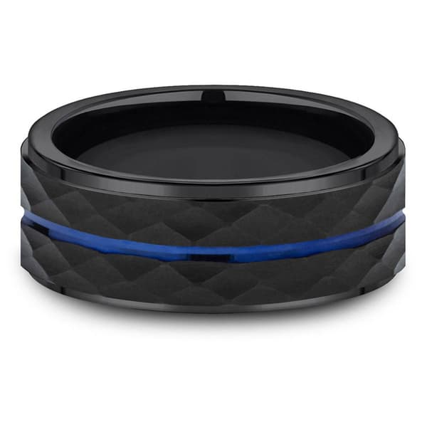 Mens Endless Affection™ 8mm Black Cobalt Faceted Band