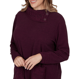 Plus Size Ruby Rd. Premium Luxe Rib Cable Knit Trim Sweater