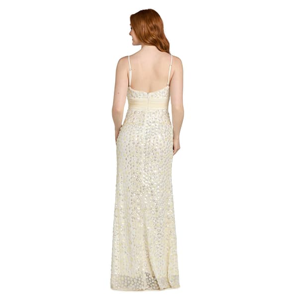 Juniors Morgan & Co. Sequin Paiette 3D A-Line Dress with Slit
