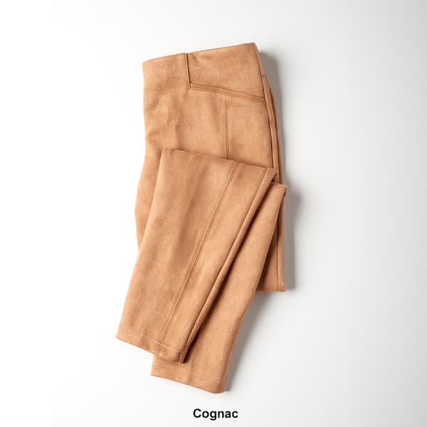 Womens Zac & Rachel Pull On Solid Scuba Suede Pants
