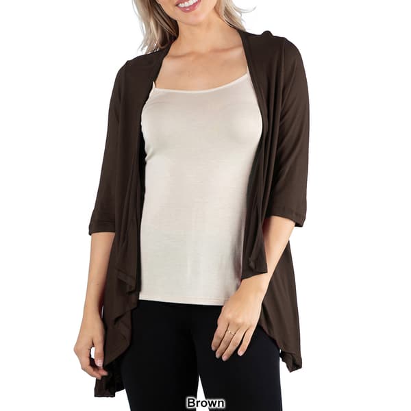 Womens 24/7 Comfort Elbow Length Open Cardigan