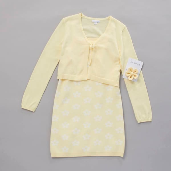 Girls (7-12) BTween® Floral Tank Dress w/ Long Sleeve Cardigan - image 