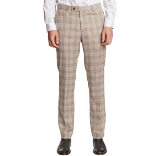 Mens Paisley & Gray&#40;R&#41; Plaid Dress Pants - Light Khaki - image 
