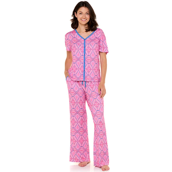 Plus Size White Orchid Sherbert Tile Long Leg Pajama Set - image 