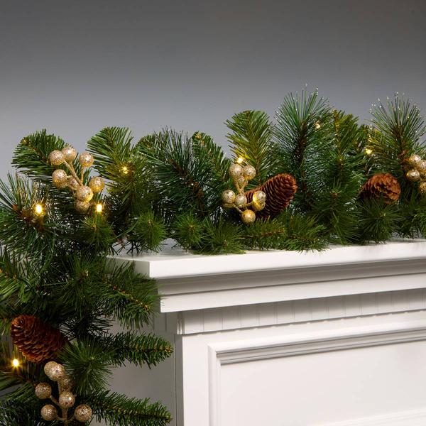 National Tree Crestwood® Gold Spruce 9ft. LED Christmas Garland