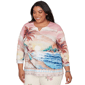 Plus Size Alfred Dunner Beachcomber Sunset Beach Keyhole Blouse - image 3