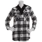 Juniors No Comment Flannel Plaid Shacket with Hood - image 1
