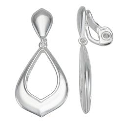 Napier 1.86in. Silver-Tone Moon Long Drop Clip Earrings
