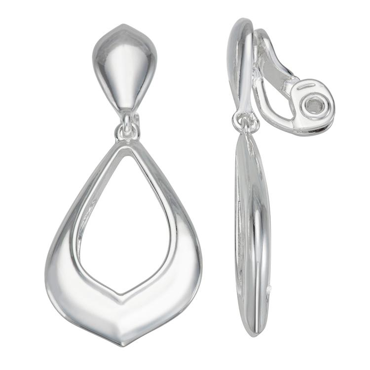 Napier 1.86in. Silver-Tone Moon Long Drop Clip Earrings
