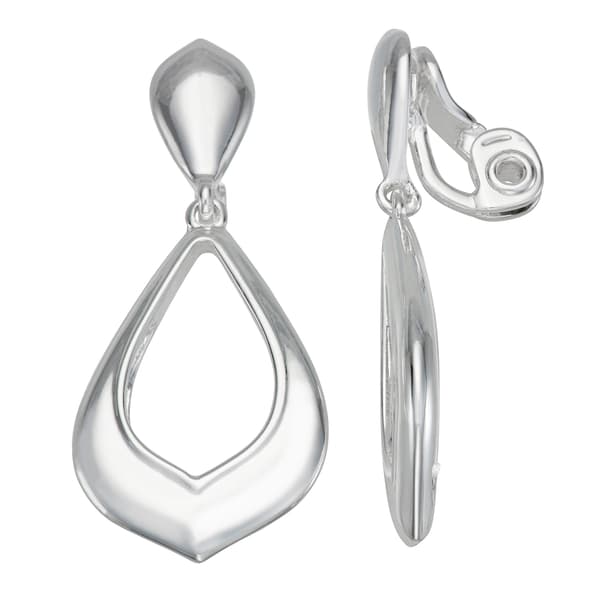Napier 1.86in. Silver-Tone Moon Long Drop Clip Earrings - image 