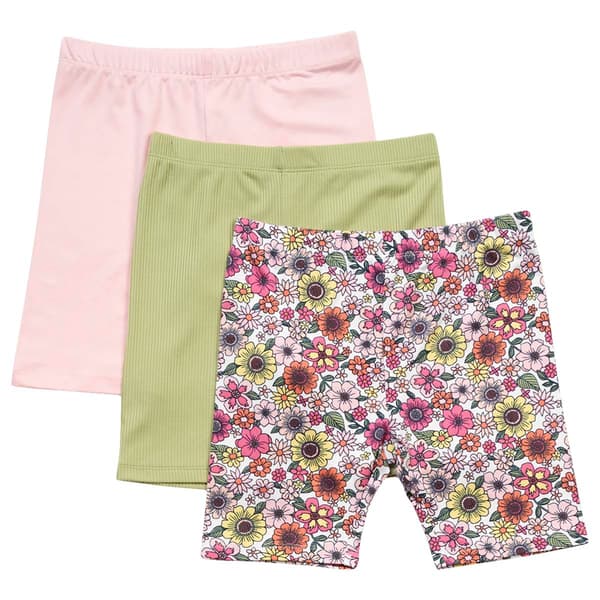 Girls &#40;7-12&#41; BTween&#40;R&#41; 3pk. Solid/Rib & Floral Yummy Bike Shorts - image 