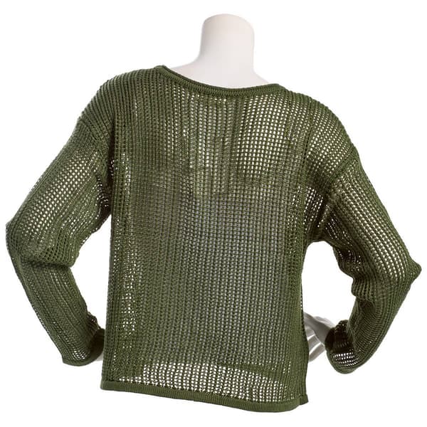 Juniors No Comment Heart Intarsia Sweater - Green