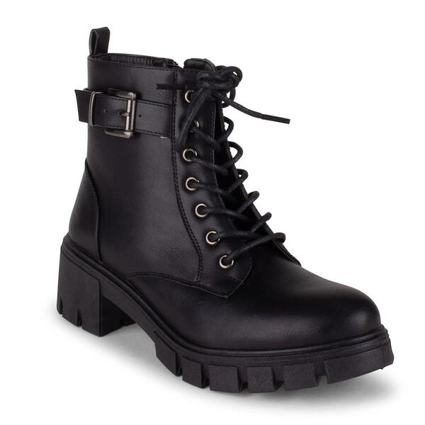 Womens Wanted Supercross Lace Up Chunk Heel Ankle Boots - image 