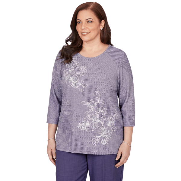 Plus Size Alfred Dunner Grand Bazaar Floral Embroidery Sweater