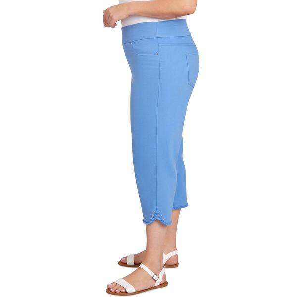 Plus Size Ruby Rd. Bali Blue Alternative Fray Hem Capri Pants