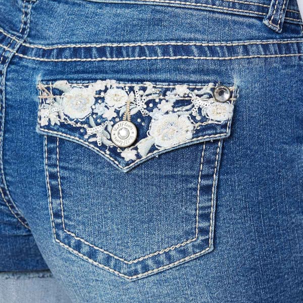 Juniors Wallflower Luscious Curvy Mid Rise Bling Denim Shorts