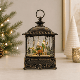 Melrose LED Snow Globe Lantern with Santa & Woodland Animals