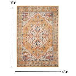 9th & Pike® Ivory and Yellow Medallion Rectangular Area Rug