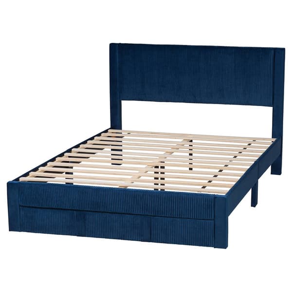 Baxton Studio Elora Modern Pleated Velvet Storage Queen Bedframe - image 