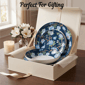 222 Fifth Nightingale 12pc Blue Florals Porcelain Dinnerware Set - image 5