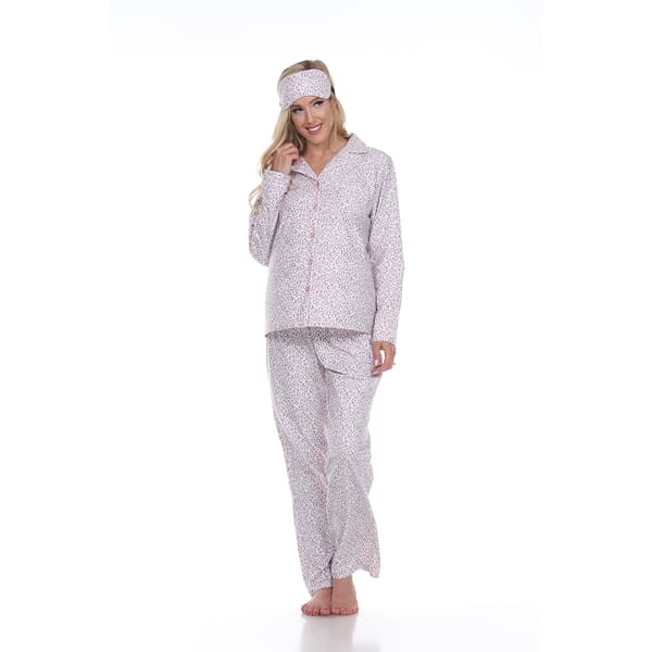 Womens White Mark 3pc. Pink Cheetah Pajama Set - image 