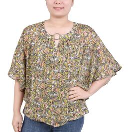 Womens NY Collection Chiffon Floral Solid Lined Blouse