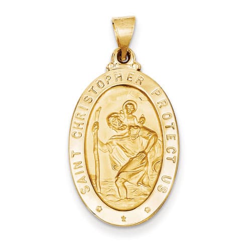 Unisex Gold Classics(tm) 14kt. St. Christopher Medal Pendant - image 