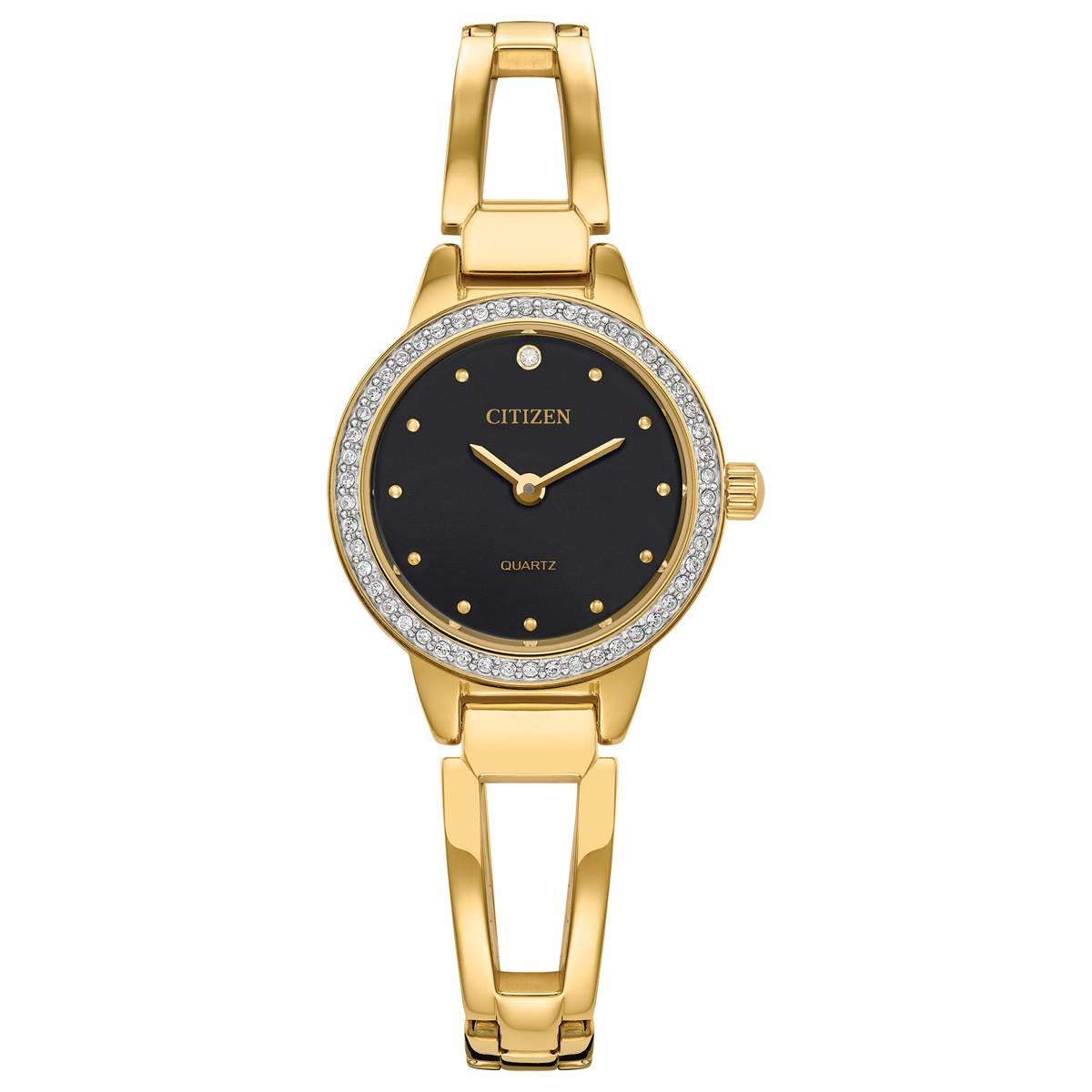 Womens Citizen® Quartz Crystal Accent Black Dial...