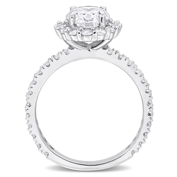 Sterling Silver 2 7/8ctw. White Moissanite Halo Ring
