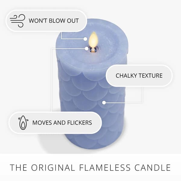 Luminaria 3x6.5 Embossed Mermaid Flameless Pillar Candle