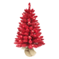 Puleo International 3ft. Pre-Lit Flocked Fashion Red Tree - image 1
