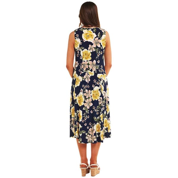Womens Robbie Bee Sleeveless Floral Drape Neck A-Line Dress