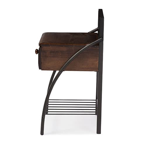 Baxton Studio Jevenci Metal and Walnut Brown Wood Nightstand