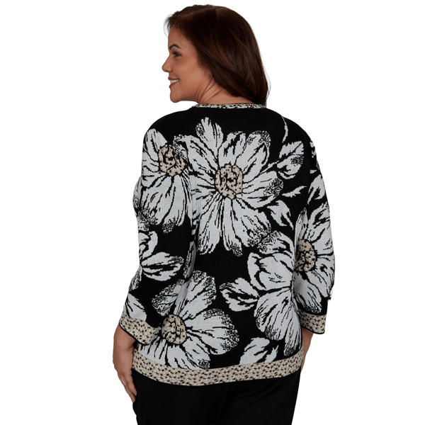 Plus Size Alfred Dunner Travel Advisory Dramatic Floral Sweater
