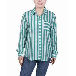 Womens NY Collection Stripe Button Down Top