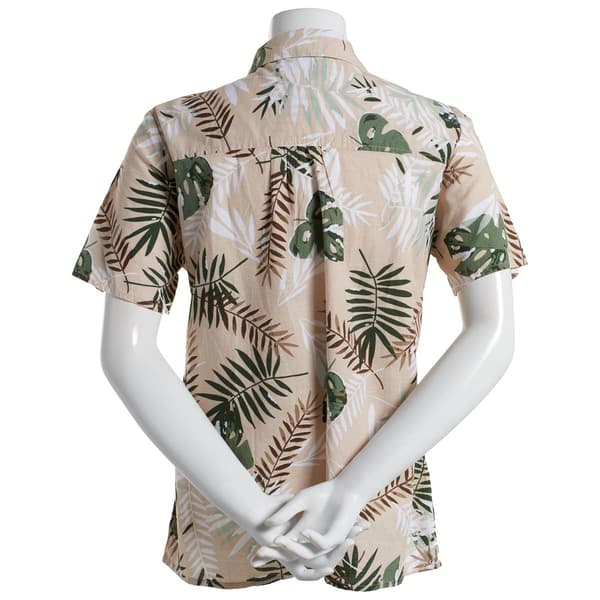 Womens Erika Hayden Bachata Palm Short Sleeve Top-Neutral