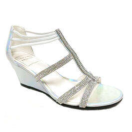 Womens New York Transit Baguette Strappy Wedge Sandals - White