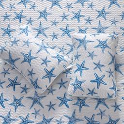 FreshFolds Trinidad 3pc. Reversible Blue Starfish Quilt Set