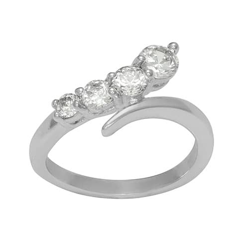 Marsala Silver Plated Cubic Zirconia Graduated Stone Ring - image 