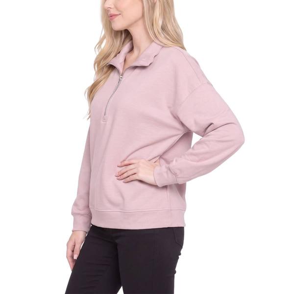 Womens NY Collection Long Sleeve Quarter Zip Solid Sweatshirt