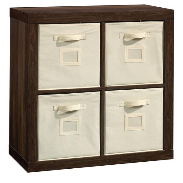 Sauder Stow-Away 4 Cube Storage Organizer - Smoked Oak - image 