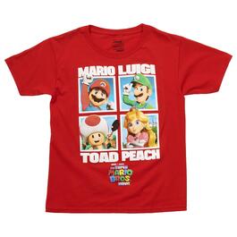 Boys &#40;8-20&#41; Mad Engine Mario Luigi Toad Peach Short Sleeve Tee