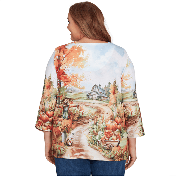 Plus Size Alfred Dunner Classics Farm Landscape Harvest Blouse